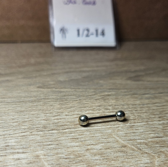 18k WHITE GOLD STRAIGHT BARBELL SIZE 1/2-14 - Picture 6 of 6